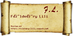 Földváry Lili névjegykártya